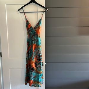 Shein Tropical Print Split Thigh Cami Dress